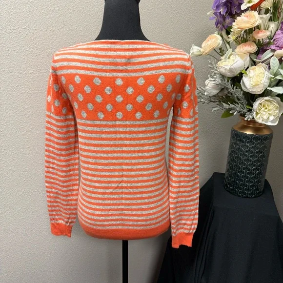 J.Crew Orange Stripe & Polka Dot Knit Sweater Small – Fall Cozy Chic - Picture 3 of 8